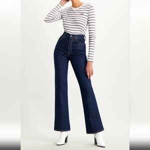 Levi's Premium Ribcage Bootcut In Dark Blue, Size 28